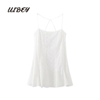 Uibey Đầm Khoét Lỗ Màu Trơn Thêu Họa Tiết Xinh Xắn 130