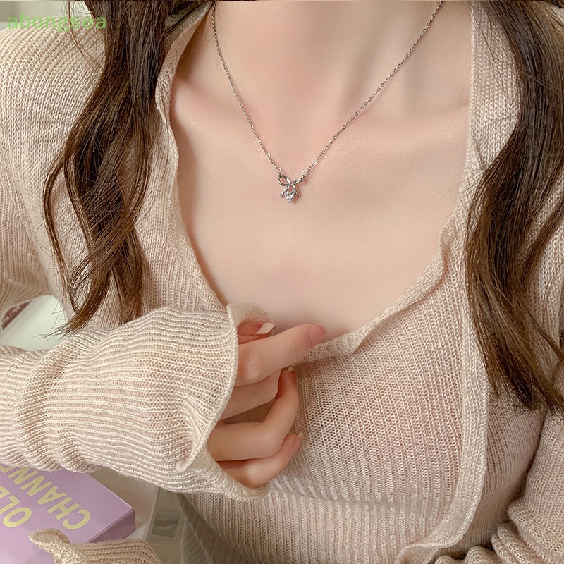 Vòng cổ Mặt Nơ Đính Đá Zircon Phong Cách Hàn Quốc Cho Nữ