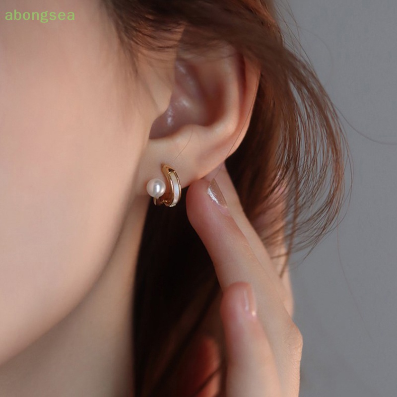 Abongsea Bông Tai Ngọc Trai Thời Trang Hàn Quốc Đơn Giản Phong Cách Baroque Cổ Điển Cho Nữ