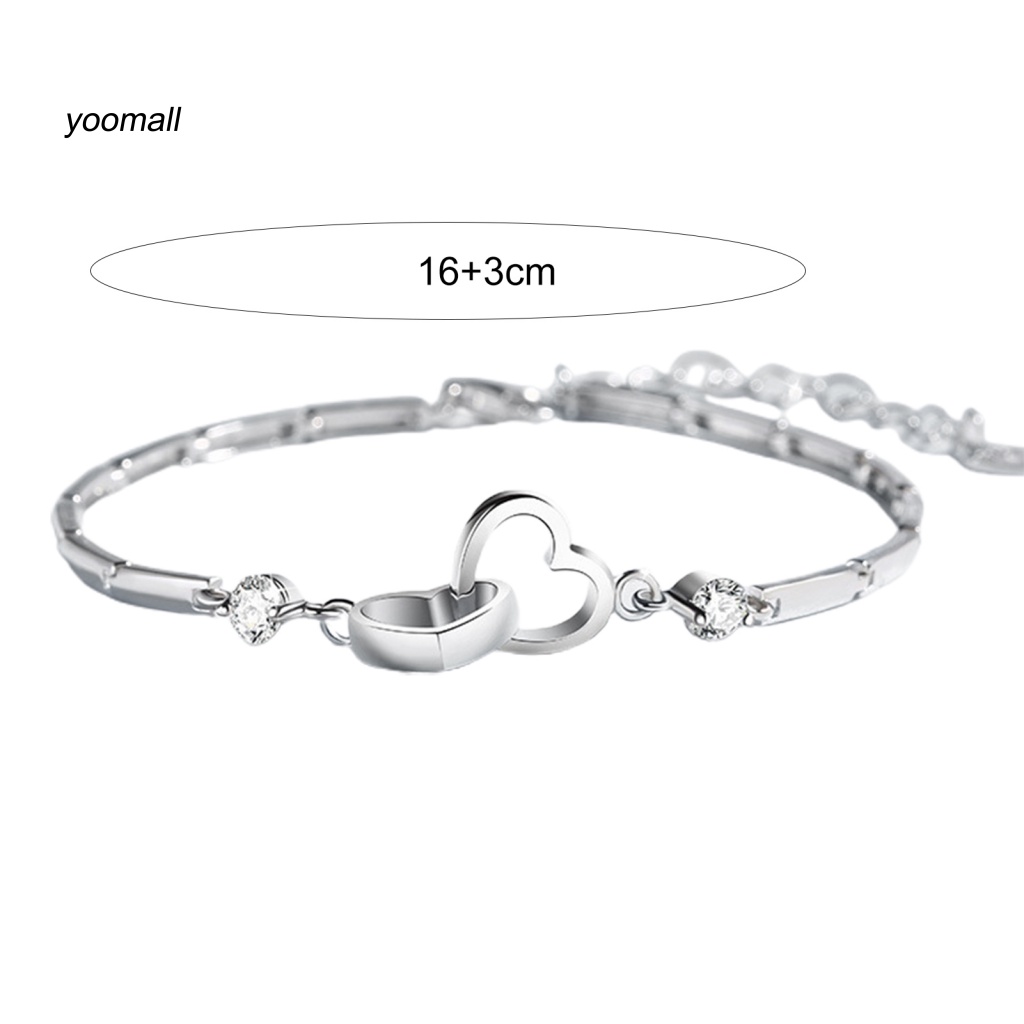 Yo / Vòng Đeo Tay Chuỗi Xích Bắt Mắt Bằng Đồng Hình Trái Tim Quyến Rũ Dành Cho Nữ