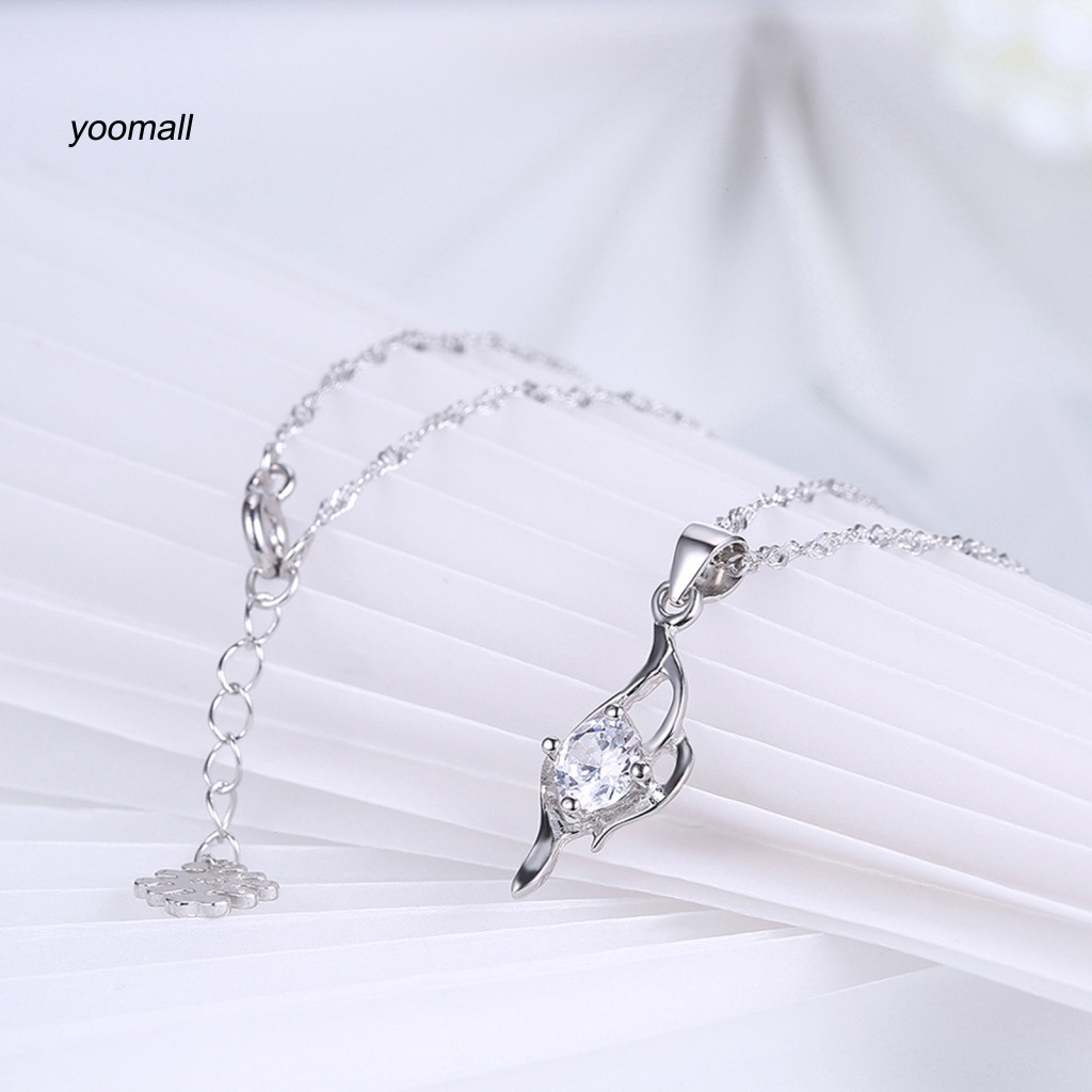 Vòng cổ Mạ Bạc Đính Đá Zircon Lấp Lánh Thời Trang Cho Nữ