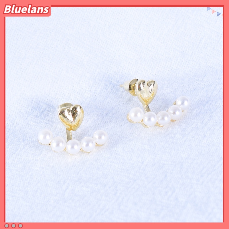 [BLS] Một Cặp Bông Tai Ngọc Trai Hình Trái Tim / Bông Tai Nhẹ Sang Trọng Cá Tính Dành Cho Nữ