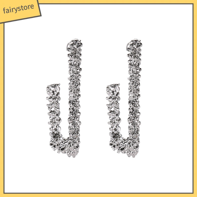 [FTO] Bông Tai Hình Vuông Chạm Khắc Cổ Điển