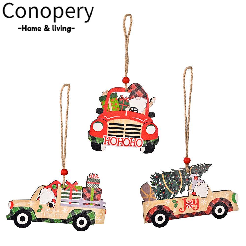 CONOPERY Phụ Kiện Treo Trang Trí Giáng Sinh Bằng Gỗ Màu Sắc Tươi Sáng