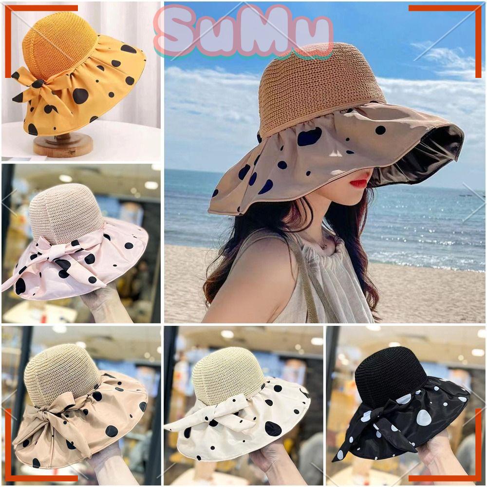 Mũ Chống Nắng Vành Rộng Hở Chóp Chống Tia UV In Họa Tiết Bươm Bướm Dành Cho Nữ