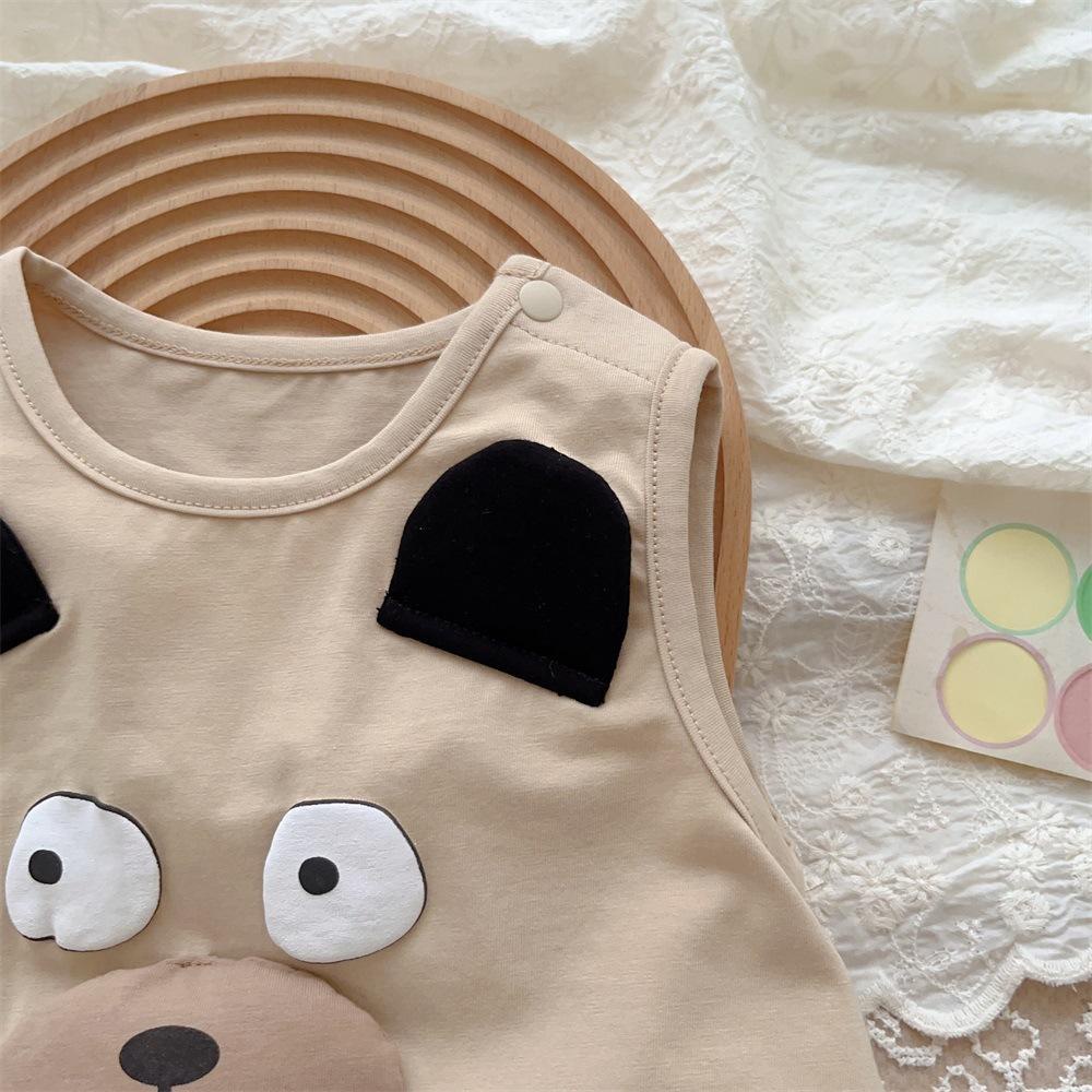 Bộ Áo Liền Quần Ngắn Không Tay In Hoạt Hình Dễ Thương Thời Trang Mùa Hè Cho Bé Trai