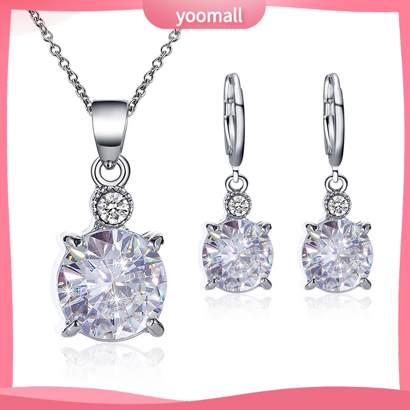 Bộ Vòng cổ + Bông Tai Bằng Hợp Kim Đính Pha Lê