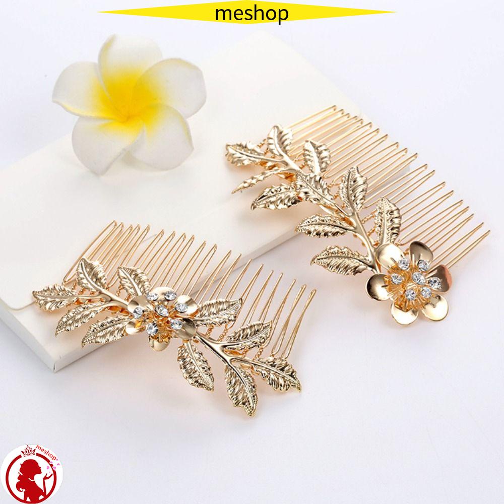 ME Bộ 2 Lược Cài Tóc Hình Chiếc Lá Thời Trang Dành Cho Cô Dâu