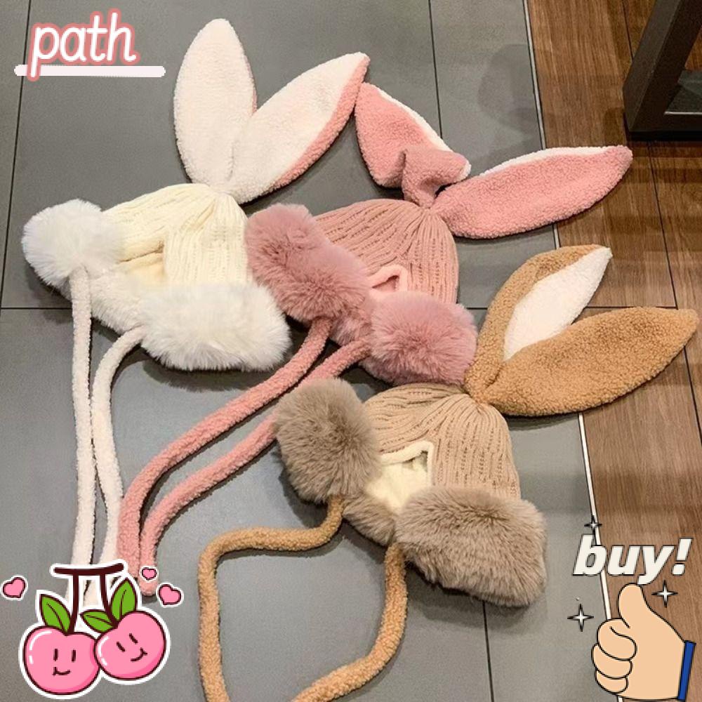 PATH Mũ Dệt Kim Dày Dặn Giữ Ấm Tai Thỏ Phong Cách Hàn Quốc Cho Nữ