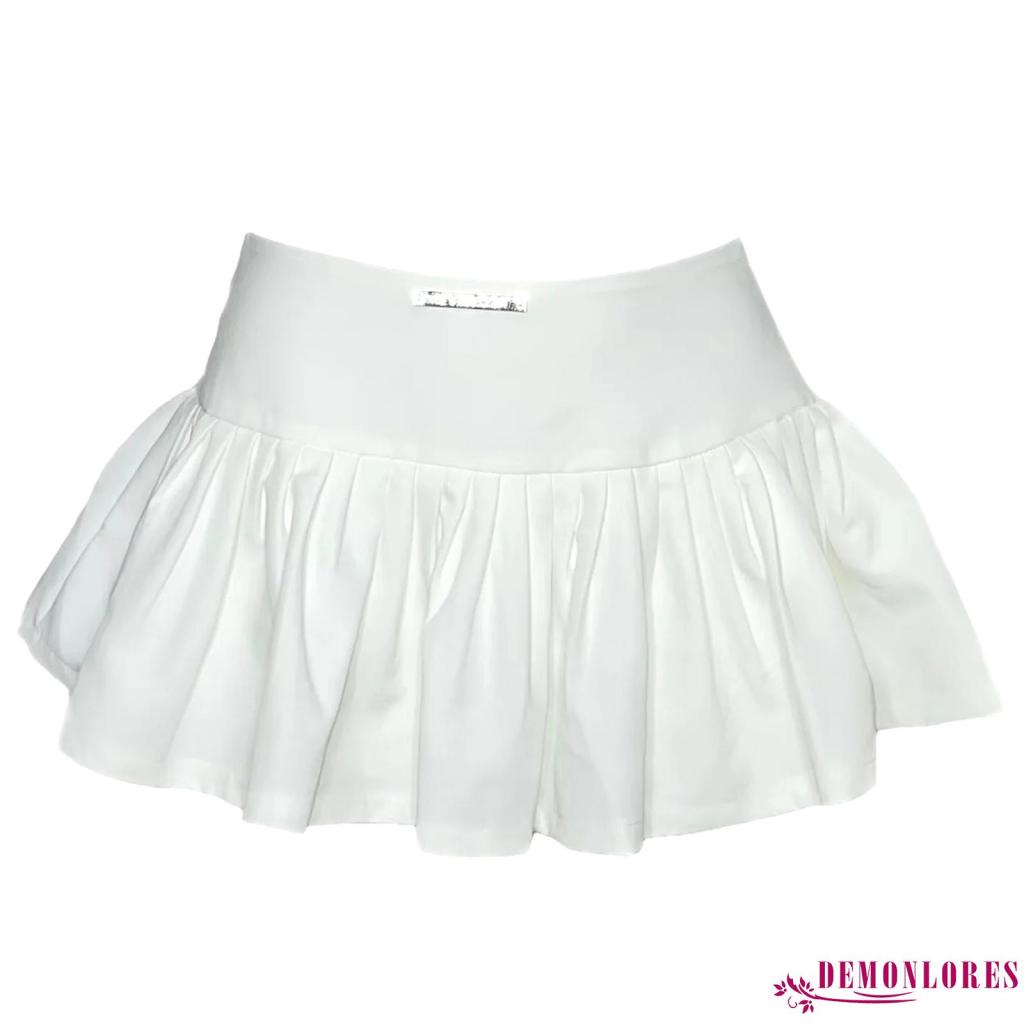 Chân Váy Xếp Ly Lưng Thấp Màu Trắng Phong Cách Hàn Quốc Quyến Rũ Cho Nữ Y2K