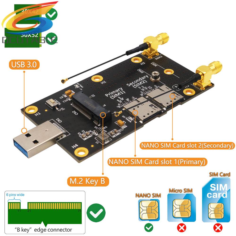 Bộ Chuyển Đổi NGFF M2 Key B Sang USB 3.0 + 2 Ăng Ten