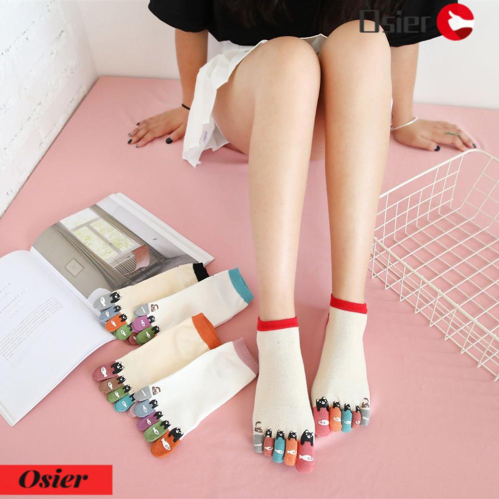 OSIER1 Tất Xỏ Ngón Năm Ngón Họa Tiết Hoạt Hình Dễ Thương 1 Cái