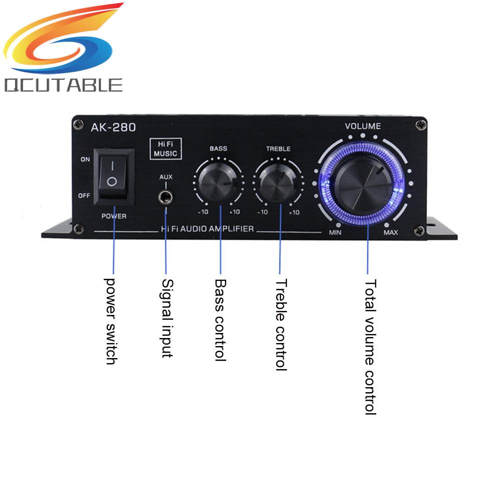 Bộ Khuếch Đại Âm Thanh Kỹ Thuật Số AK-280 40W + 40W 12V 2 Kênh Chuyên Dụng