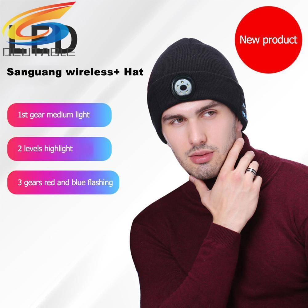 Mũ Len Beanie Phát Nhạc Bluetooth Không Dây Có Đèn LED Thông Minh