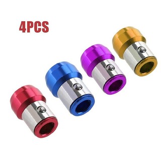 New 4pcs 6.35mm Screwdriver Bit Magnetic Ring Screws Drill Bit Magnetizer Magnet