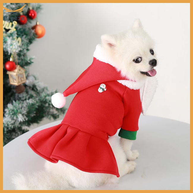 Trang Phục Hóa Trang Giáng Sinh Bằng Vải Nhung Ấm Áp Có Nón Cho Thú Cưng