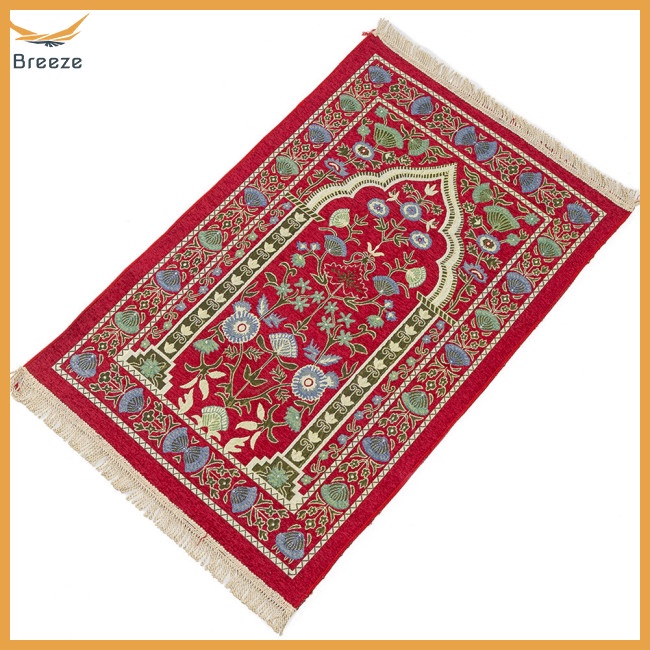 Thảm Cầu Nguyện Hình Chữ Nhật Dày Gọn Nhẹ Phối Tua Rua Cho Eid Du Lịch Ramadan