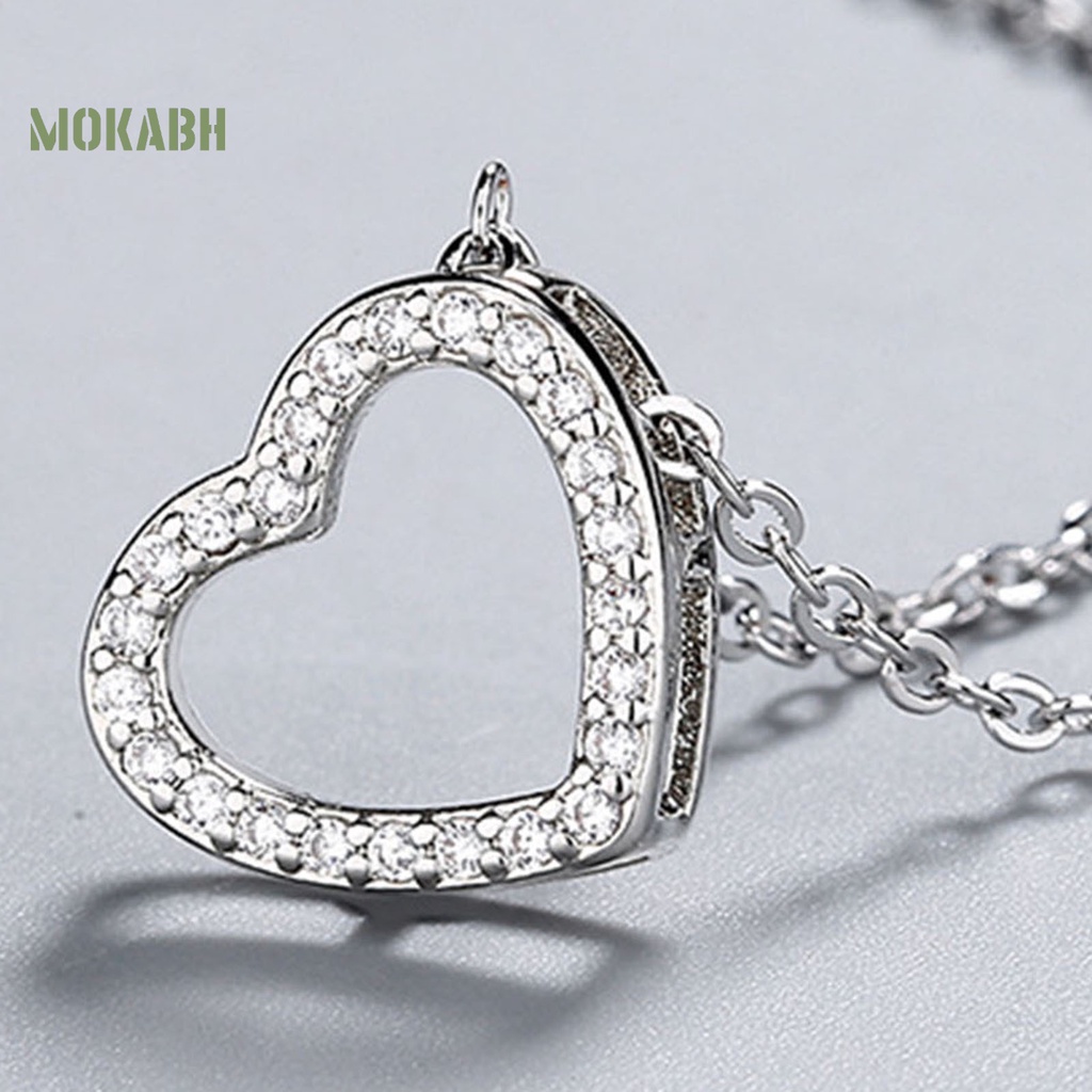 [Mok Abh] Vòng cổ Mặt Hình Trái Tim Và Thánh Giá Đính Kim Cương Giả Chống Rỉ