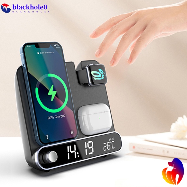 Bộ Đế Sạc Nhanh Không Dây Đa Năng 15w Có Đèn Led Kỹ Thuật Số Dành Cho Điện Thoại / Đồng Hồ