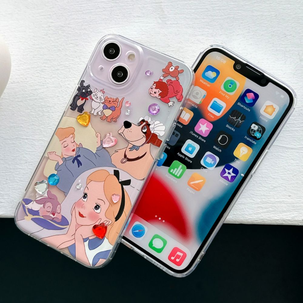 Ốp Điện Thoại TPU Mềm Chống Sốc Chống Bụi Đính Kim Cương Nhiều Màu Dễ Thương Cho IPhone 14 13 12 11 Pro Max X XR 8 7 Plus