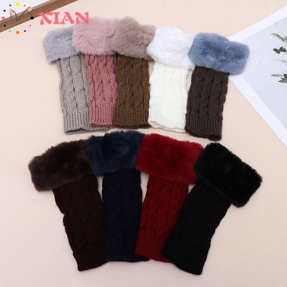 Găng Tay Hở Ngón Lông Giả Mềm Mại Co Giãn Có Thể Chạm Màn Hình Cảm Ứng