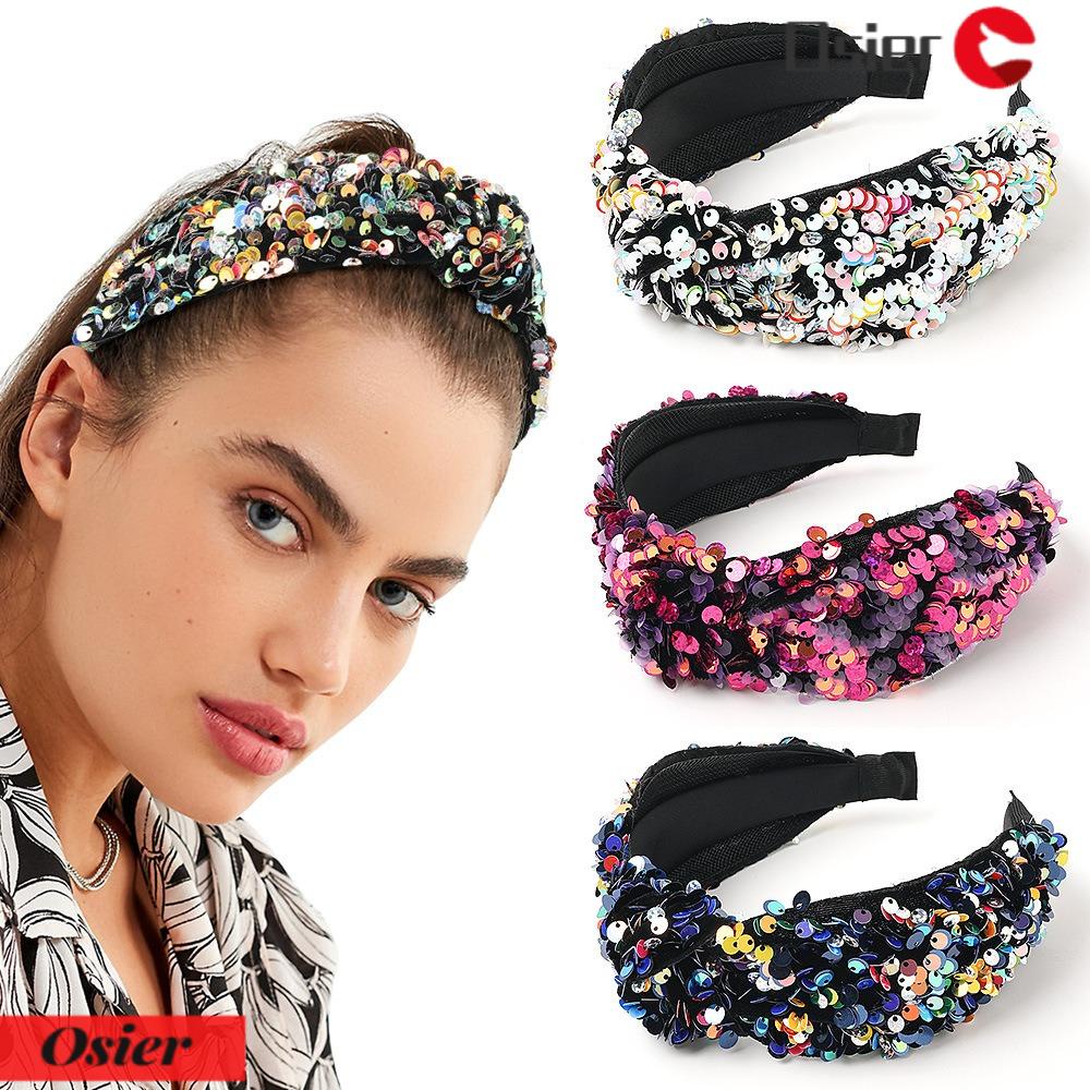 OSIER1 Băng Đô Cài Tóc Đính Kim Sa Lấp Lánh Thời Trang Cho Nữ