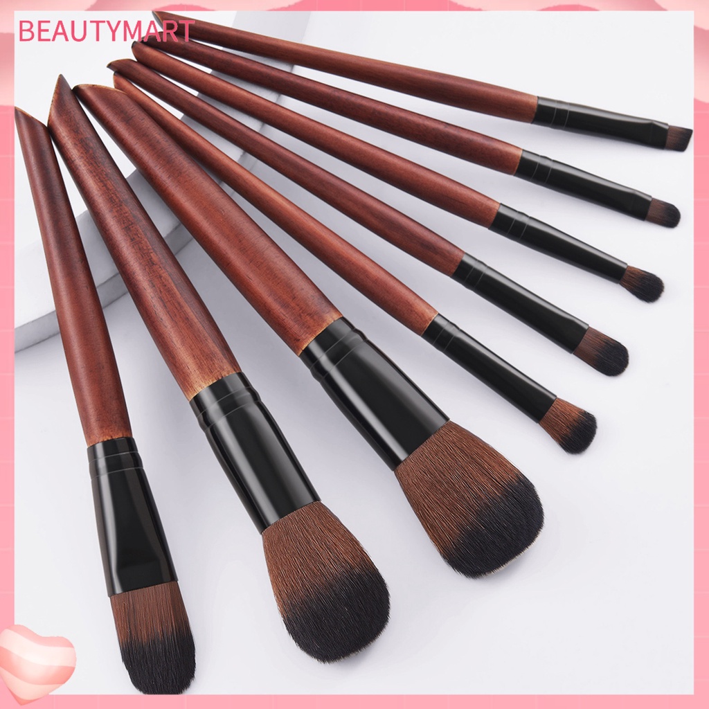 Bộ 8 Cọ Trang Điểm Lông Mềm Cán Gỗ Gụ Đa Năng Chuyên Nghiệp