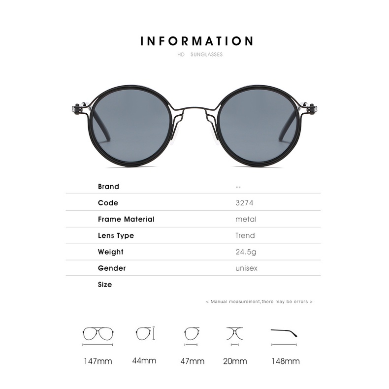 Kính Mát Gọng Tròn Bằng Kim Loại Chống Ánh Sáng Xanh Phong Cách Retro Thời Trang Unisex