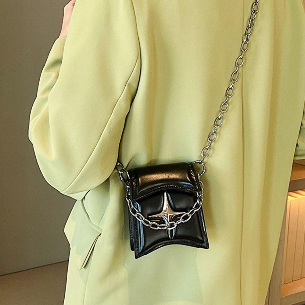 Túi Đeo Chéo Vai Bằng Da PU Hình Vuông Cỡ Nhỏ Họa Tiết Ngôi Sao Thời Trang Cho Nữ