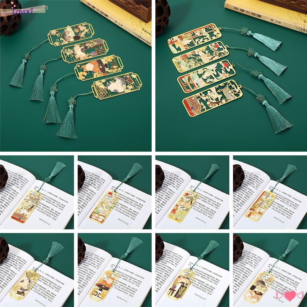 LAYOR1 Thẻ Đánh Dấu Trang Sách Bằng Đồng Thau Phong Cách Trung Hoa Cổ Điển