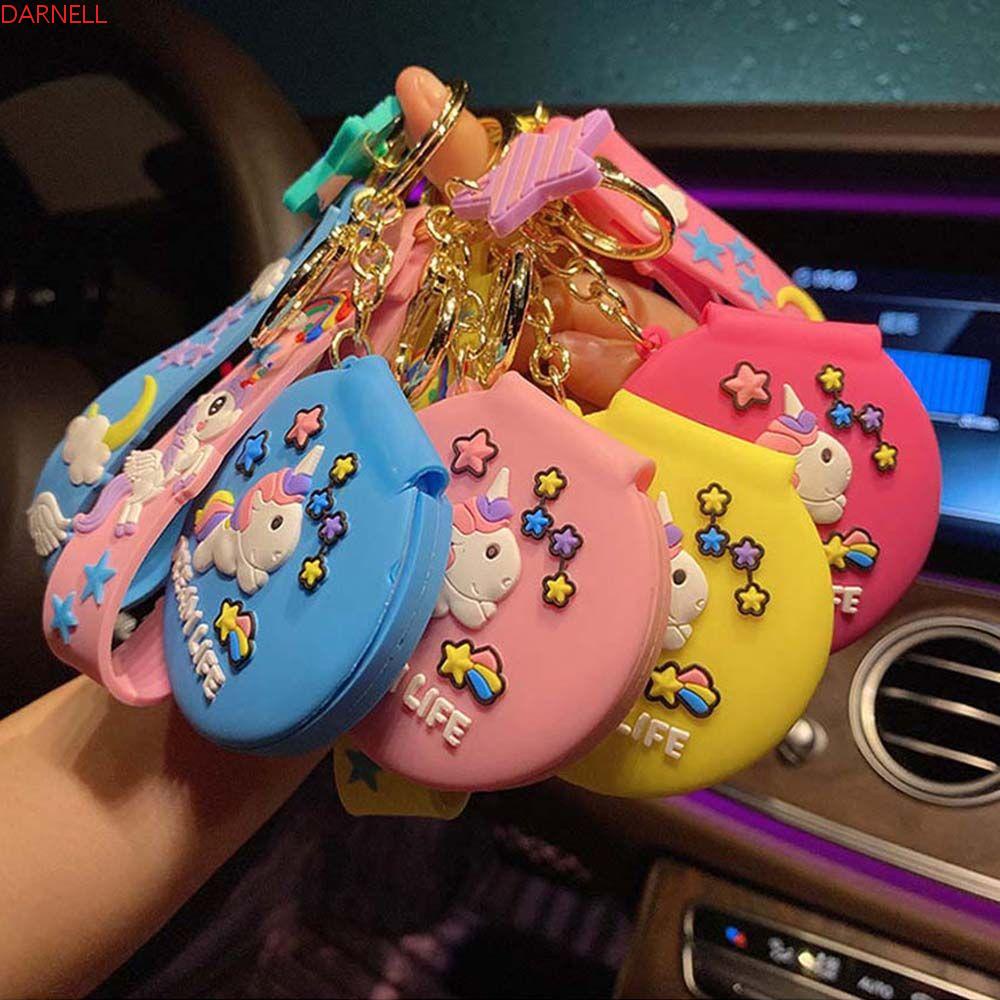 DARNELL Móc Khóa Silicon Hình Ngựa Cầu Vồng Hoạt Hình Dễ Thương