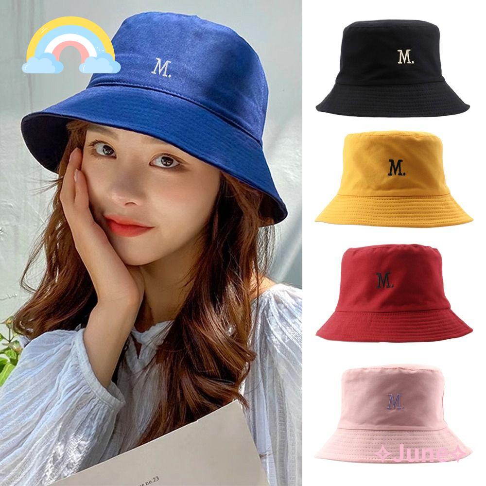 JUNE Nón Tai Bèo Hai Mặt Thêu Họa Tiết Thời Trang Cho Cặp Đôi