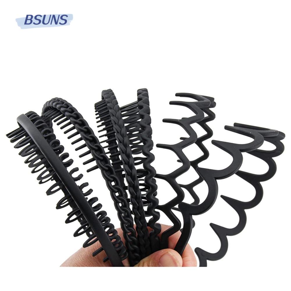 BSUNS Băng Đô Cài Tóc Gợn Sóng Màu Đen Thời Trang