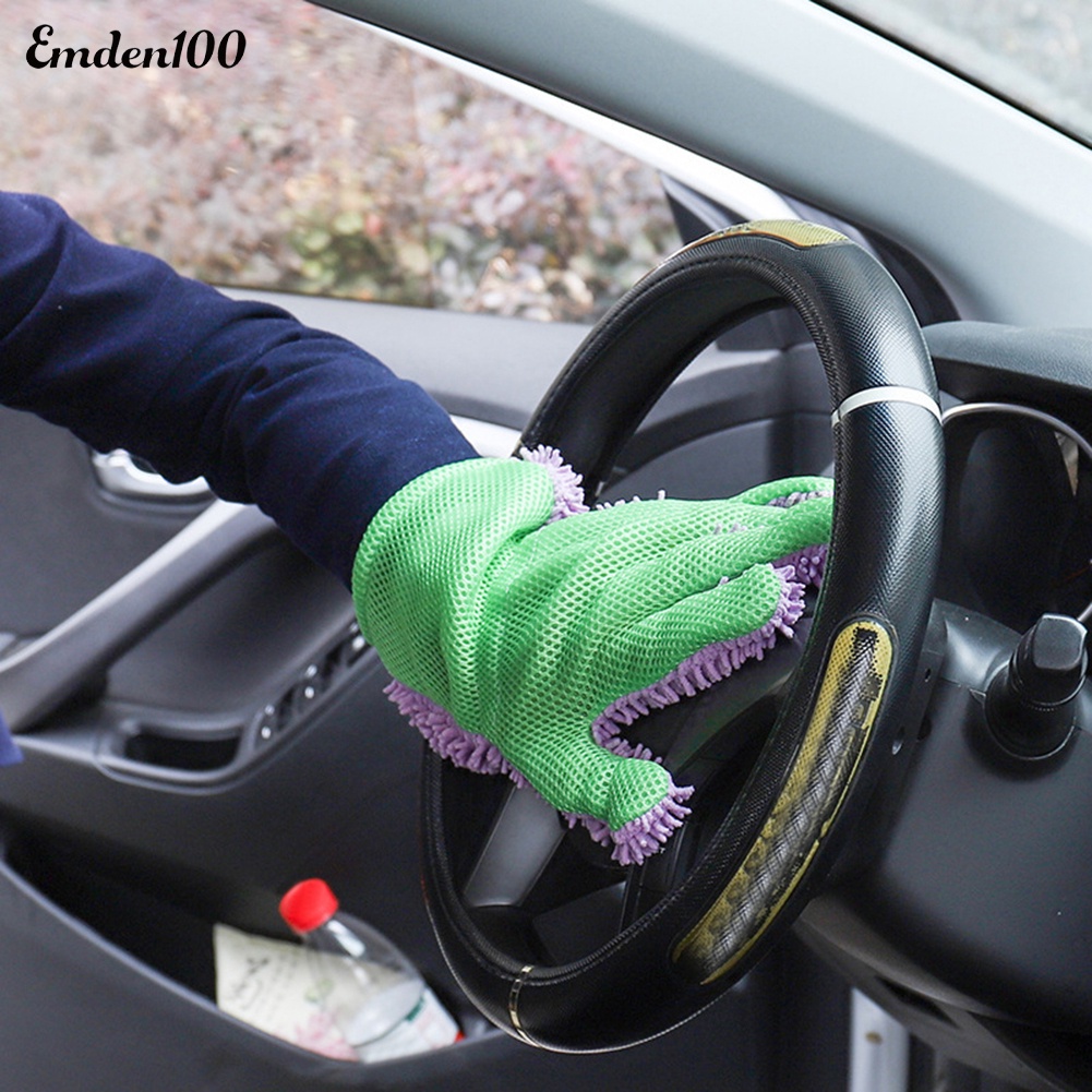 Găng Tay Năm Ngón Mềm Mại Thấm Hút Nước Tốt Vệ Sinh Xe Hơi