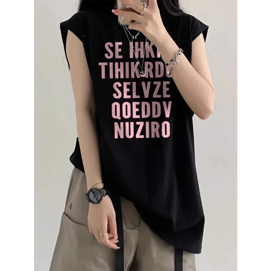 NRVP Áo Thun Nữ Không Tay 100% Cotton Thời Trang Hàn Quốc