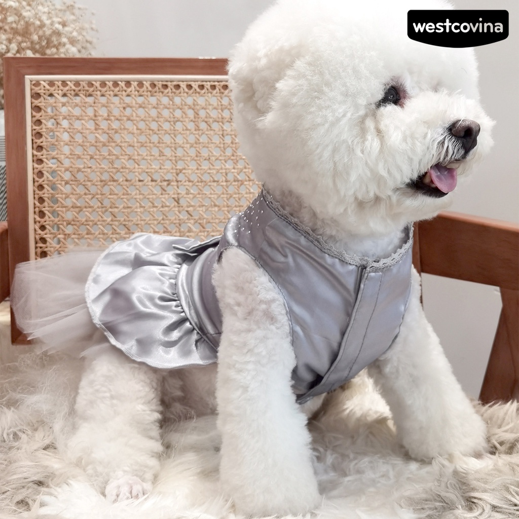 [COD]♞Đầm Lưới Thắt Nơ Đính Đá Sáng Lấp Lánh Mềm Mại Thoải Mái Bắt Mắt Cho Thú Cưng