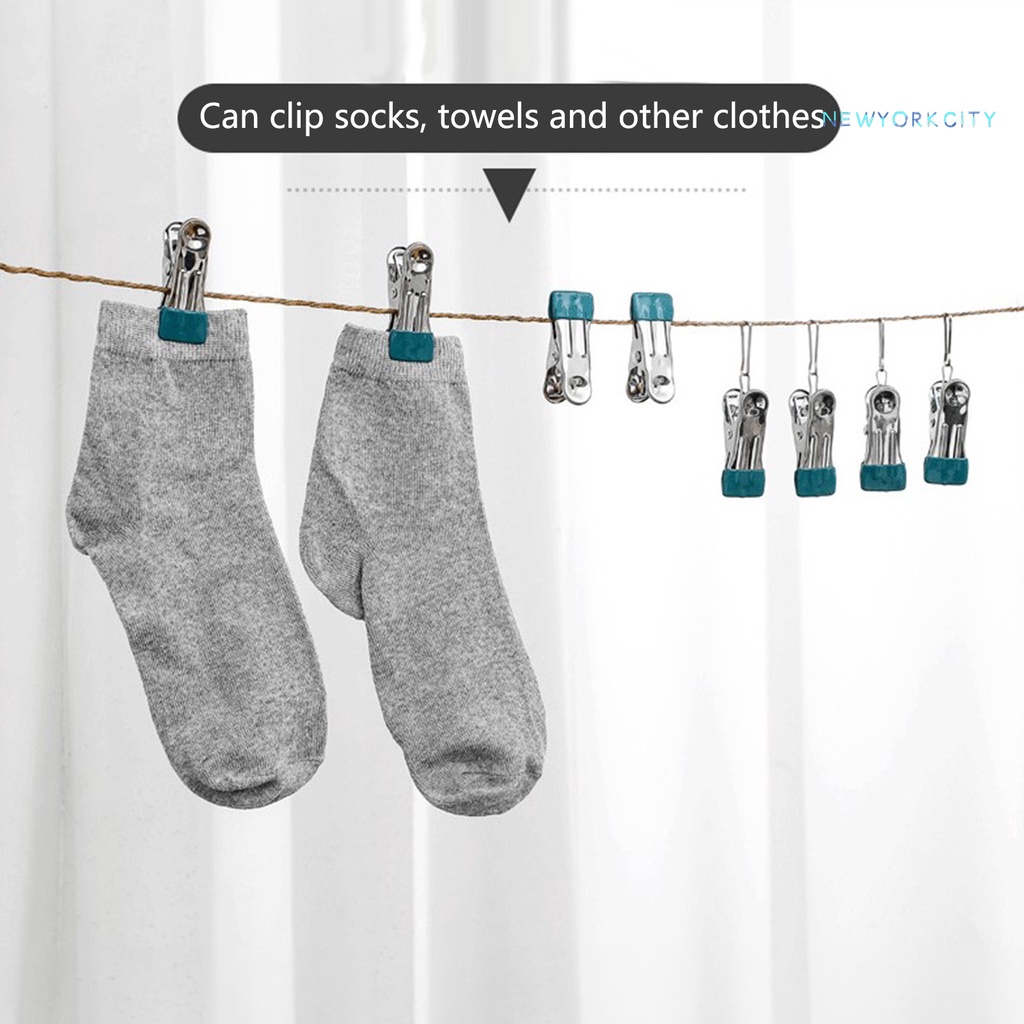 Set 10 Kẹp Phơi Quần Áo NY-10 Bằng Kim Loại Chống Trượt Chống Rách Tiện Dụng