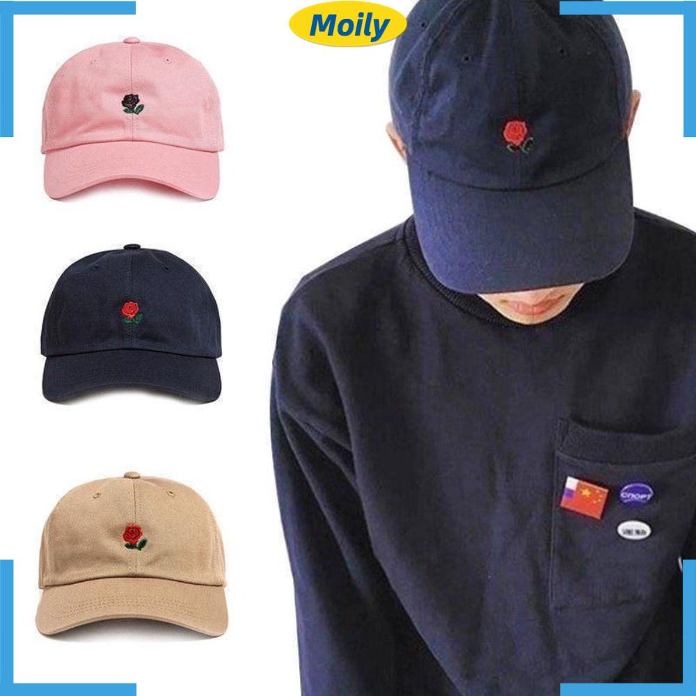 Mũ Lưỡi Trai Chất Liệu Polyester Thêu Hoa Hồng Thoáng Khí Thời Trang Cho Nam Và Nữ