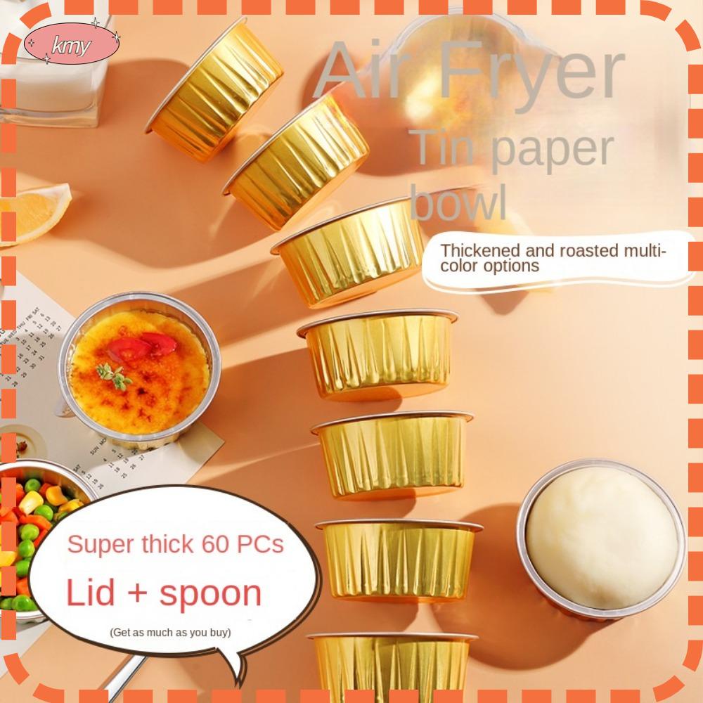 KRNY Set 60 Cốc Lá Nhôm Làm Bánh Cupcake Có Nắp Đậy