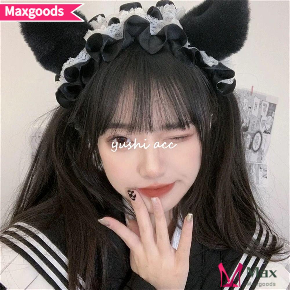 Băng Đô Cài Tóc Phối Ren Màu Đen Phong Cách Anime Dành Cho Nữ