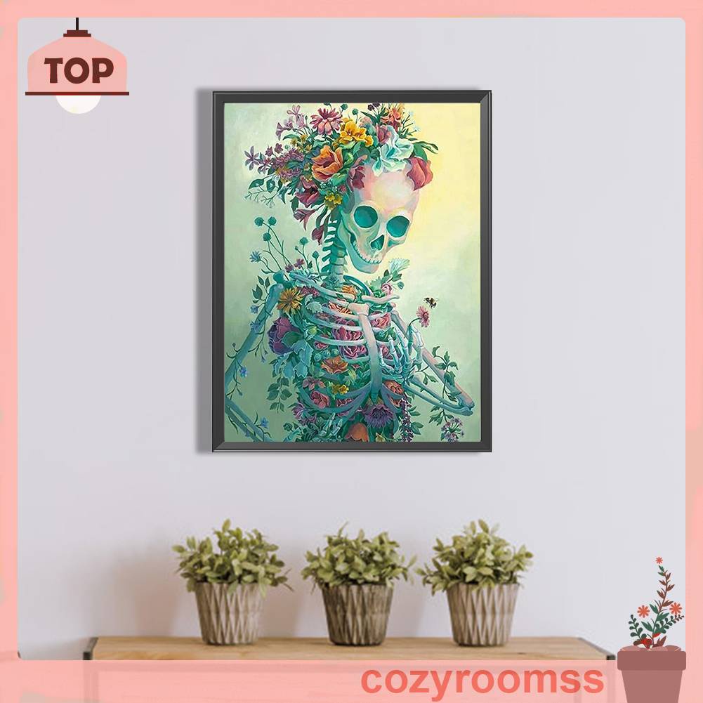 Tranh Đính Đá Kim Cương Toàn Bộ 5D DIY Hình Vẽ Bộ Xương Hoa