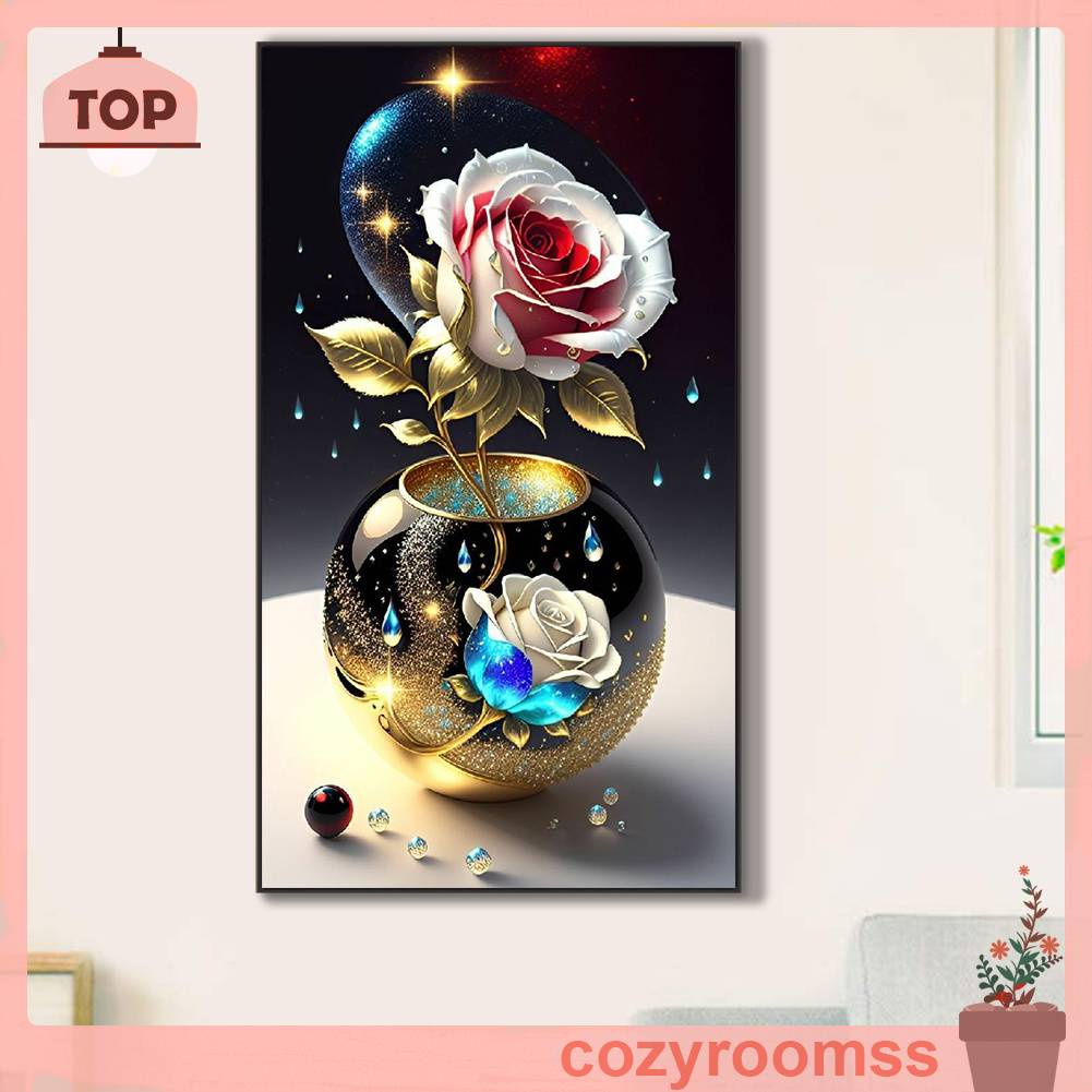 Tranh Đính Đá Kim Cương Toàn Bộ 5D DIY Hình Vẽ Hoa Hồng