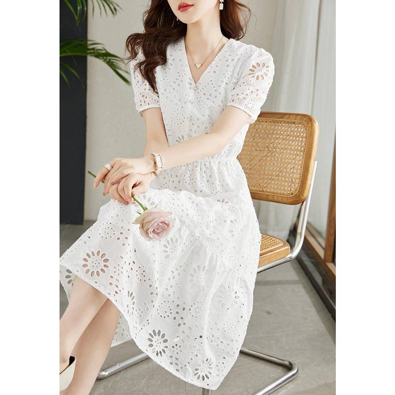 Đầm Tay Ngắn Dáng Rộng Chất Cotton Thời Trang Mùa Hè Hàn Quốc 2023 Cho Nữ Size S-4XL 5XL 40KG-100KG