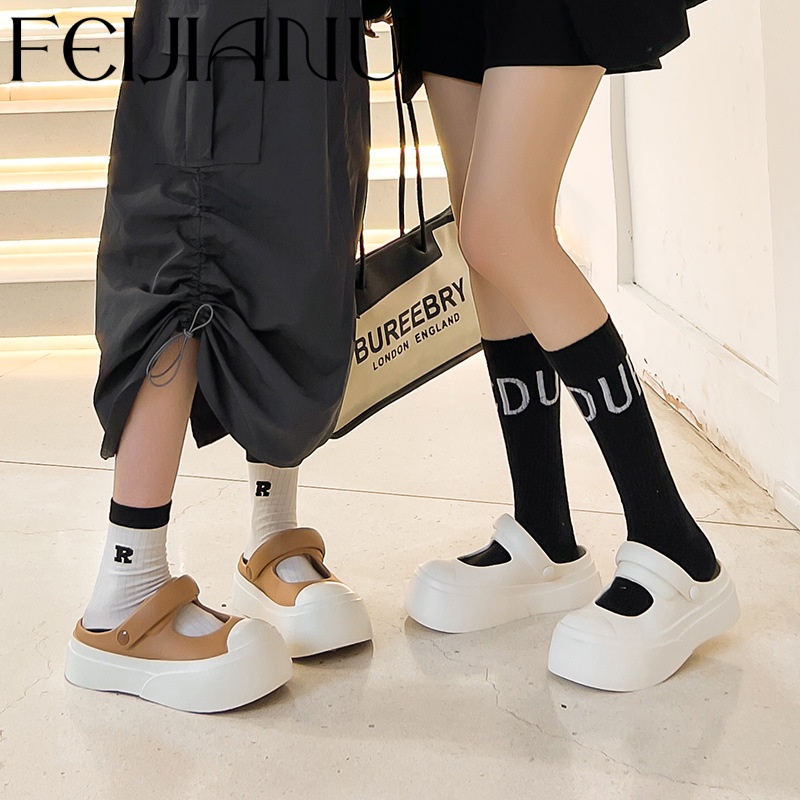 FEIJIANU dép cross nữ giày bánh mì đi biển đáng yêu thoải mái 062521