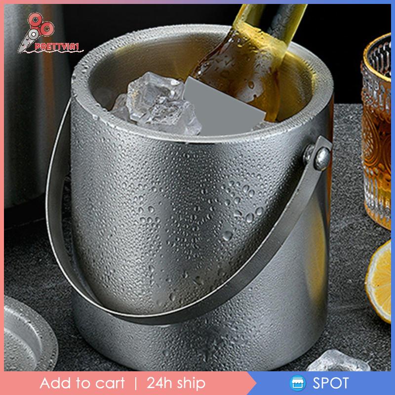 Xô Đựng Đá Giữ Nhiệt Bằng Thép Không Gỉ Hai Lớp Prettyia1 1.6L