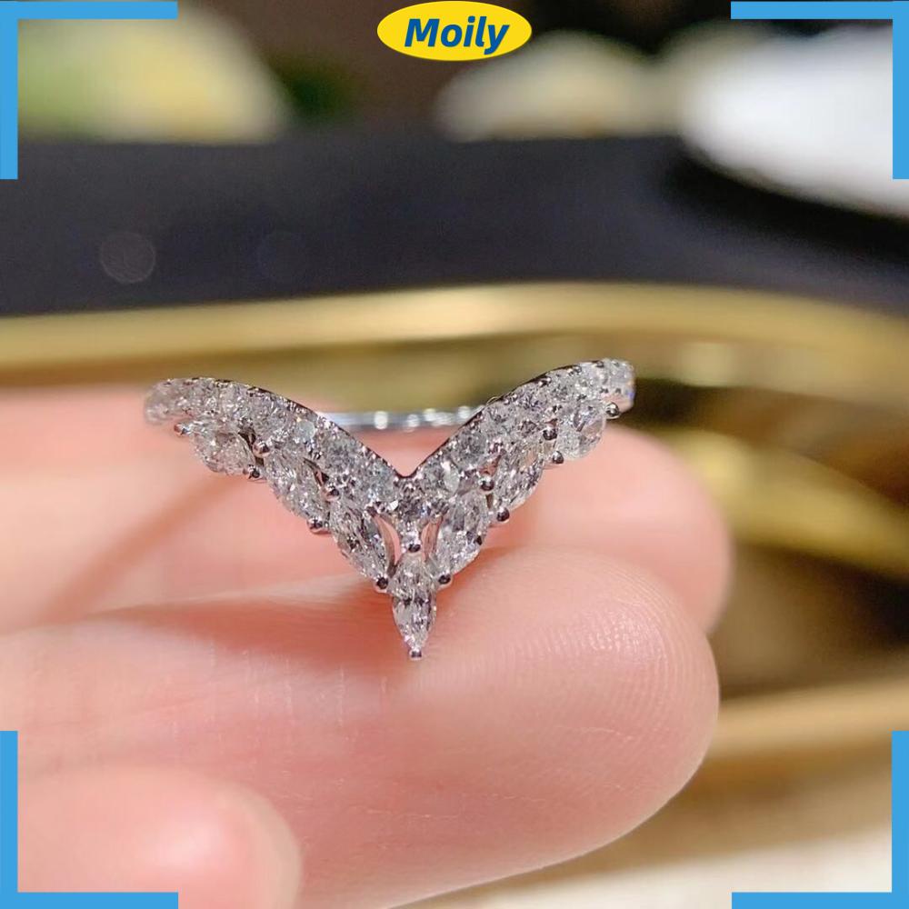 MOILYVN Nhẫn Nữ Mạ Bạc 925 Đính Đá Cz Kích Cỡ 5-11