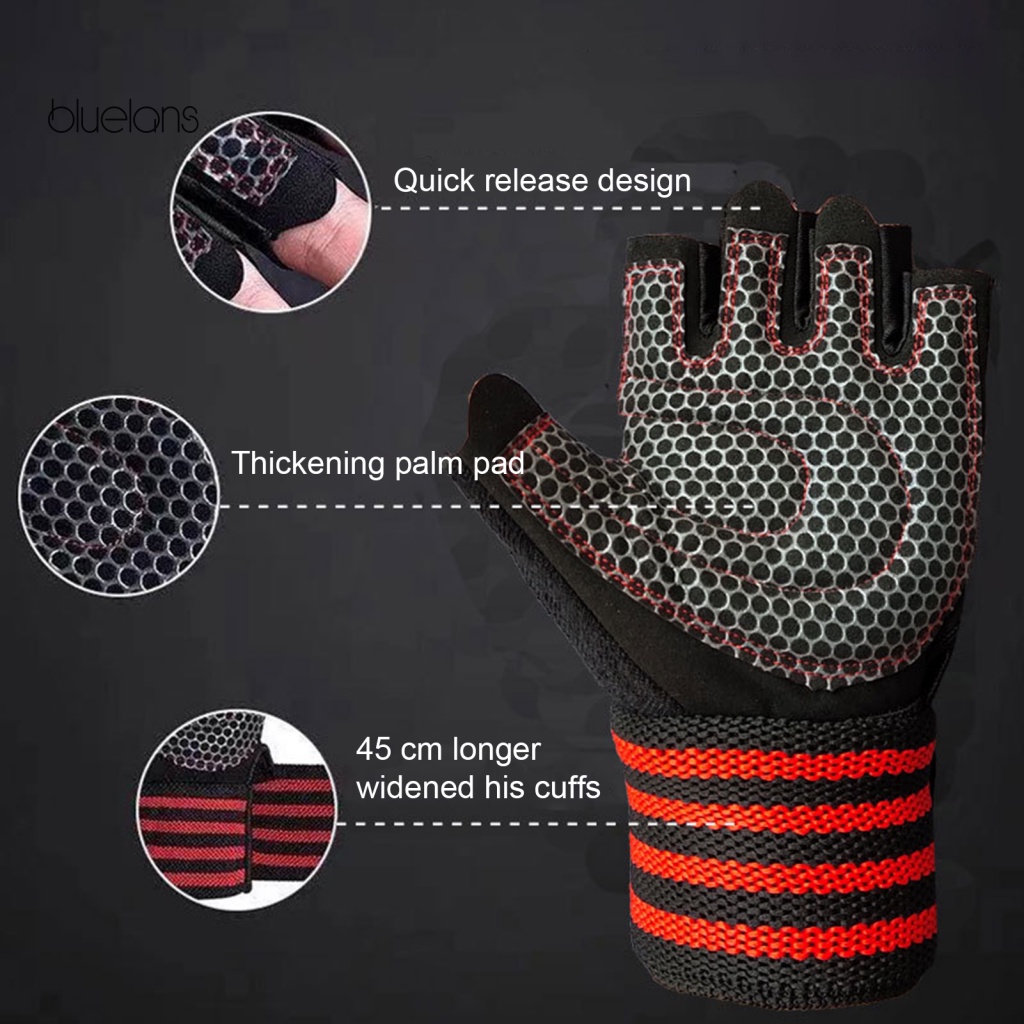 1 Đôi Găng Tay Hở Ngón Tập Thể Dục Hấp Thụ Sốc Chống Trượt