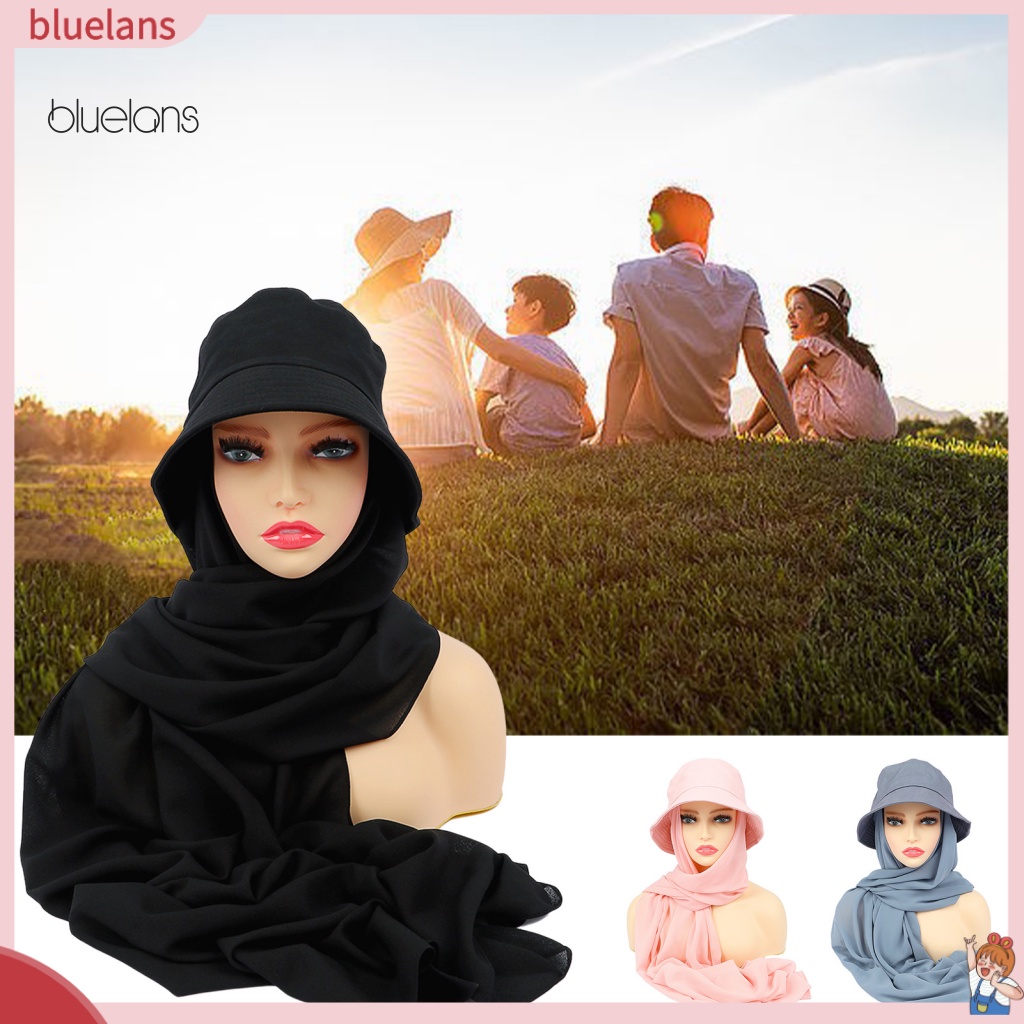 Bộ Nón Và Khăn Choàng Cổ Chiffon Mềm Mại Thoáng Khí Đa Năng 2 Trong 1