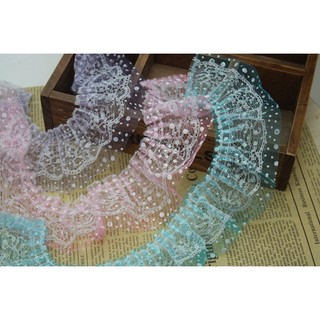 2 meters Glitter Sequins Tulle Lace Fabric Illusion Sequins Lace Fabric 6 cm width