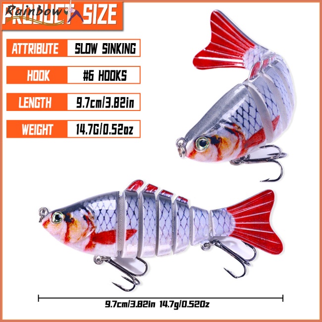 Set 5 Mồi Giả Nhử Cá 7 Khớp Nối Bằng Nhựa Gắn Kèm Móc Câu Tiện Dụng